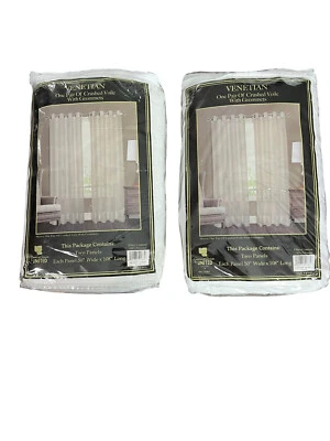 Drapes Crushed Voile Grommets White 50”W X 108”L 100% Polyester Four Panels - Image 1 of 3