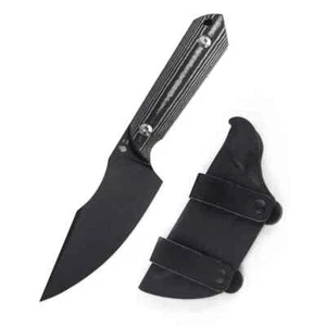Cuchillo de hoja fija Kizer Harpoon mango Micarta liso negro acero D2 1040 - Imagen 1 de 3