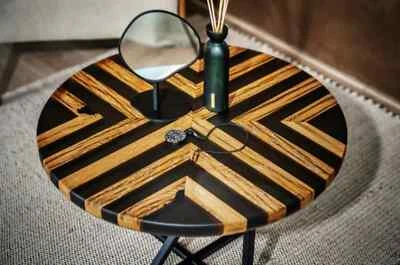 Natural Acacia Wood Epoxy Resin Coffee Tabletop | Resin Molds Table | Walnut Rou - Image 1 of 4