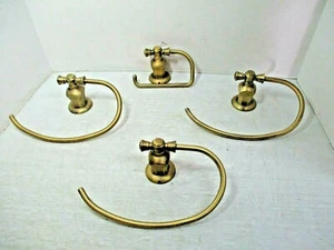 3 gebürstetes/trommeltes Messing halbrund HANDTUCHRINGE & TOILETTENPAPIER Ring Wandhalterung - Bild 1 von 12