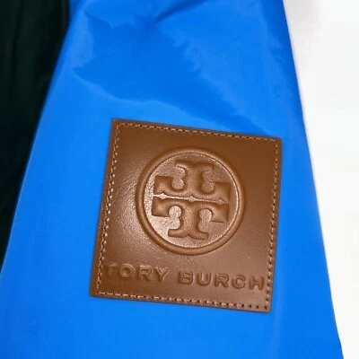 NEW TORY BURCH Size L Women's Jacket Blue Color Block Weather SPORT Leather Trim - Image 1 of 4
