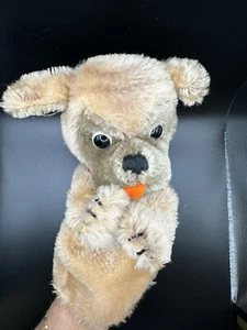 STEIFF Mopsy Pug Dog Hand Puppet ~ 1960-70s Vintage German Mohair Puppy Toy - Picture 1 of 6