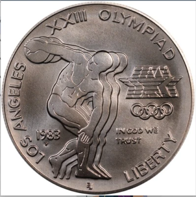 Rara moneda olímpica de plata de $1 1983-S - diseñada por John Mercanti - solo 1,57 millones como nueva Foto 1 de 4