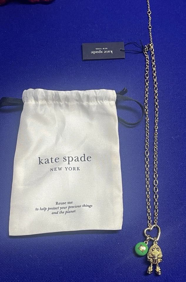 Kate Spade M&M Statement Pendant Necklace Green Peanut M&M Candy Novelty NWT - Image 1 of 4