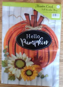 NEW Meadow Creek Fall Garden Flag "Hello Pumpkin" Double-Side 12.5"x18" - Picture 1 of 3