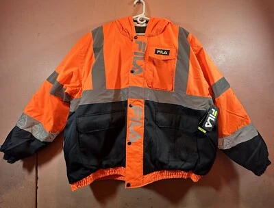CHAQUETA BOMBER FILA ALTA VISIBILIDAD AISLADA REFLECTANTE SEGURIDAD CON CAPUCHA 4XL NARANJA Foto 1 de 4