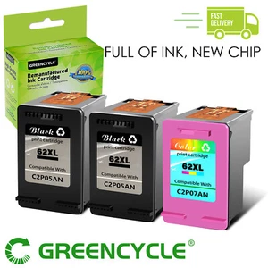 3PK 62XL Black Color Ink Cartridge For HP ENVY 5640 5462 7640 7643 7644 7645 - Picture 1 of 10