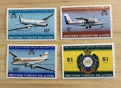Estampillas de apertura de aviones y aeropuertos de las Islas Vírgenes Británicas Foto 1 de 2
