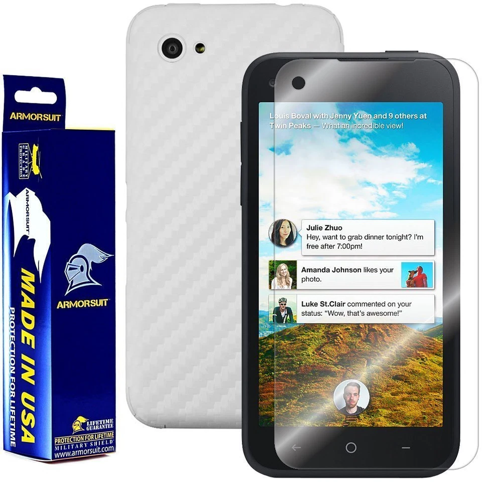 ArmorSuit MilitaryShield HTC First Screen Protector + White Carbon Fiber Skin - Image 1 of 4