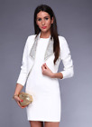 Italy White Elegance Unique crop jacket smart blazer studded Embellished size M