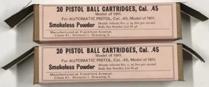 FRANKFORD ARSENAL M1911 .45 ACP WWI NEW REPLICA 20 ROUND AMMO BOXES - Picture 1 of 12