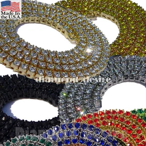VIP 1 Row Iced Necklace Out Chain Hip Hop one row CZ Gold Plated choker Silver - Picture 1 of 24