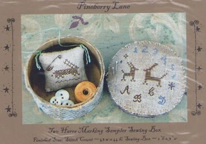 Cross Stitch Sewing Box Pineberry Lane Hares Primitive Pincushion Needlework   - Picture 1 of 2