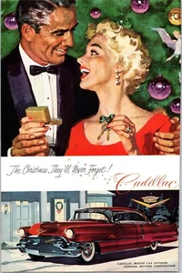 PRINT AD 1955 Cadillac Series 62 De Ville Mandan Red Christmas Never Forget - Picture 1 of 3