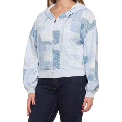 Jaqueta Lucky Brand Feminina com Capuz M Burnout Zíper Completo Lã Roupa Ativa Top NOVO - Imagem 1 de 4