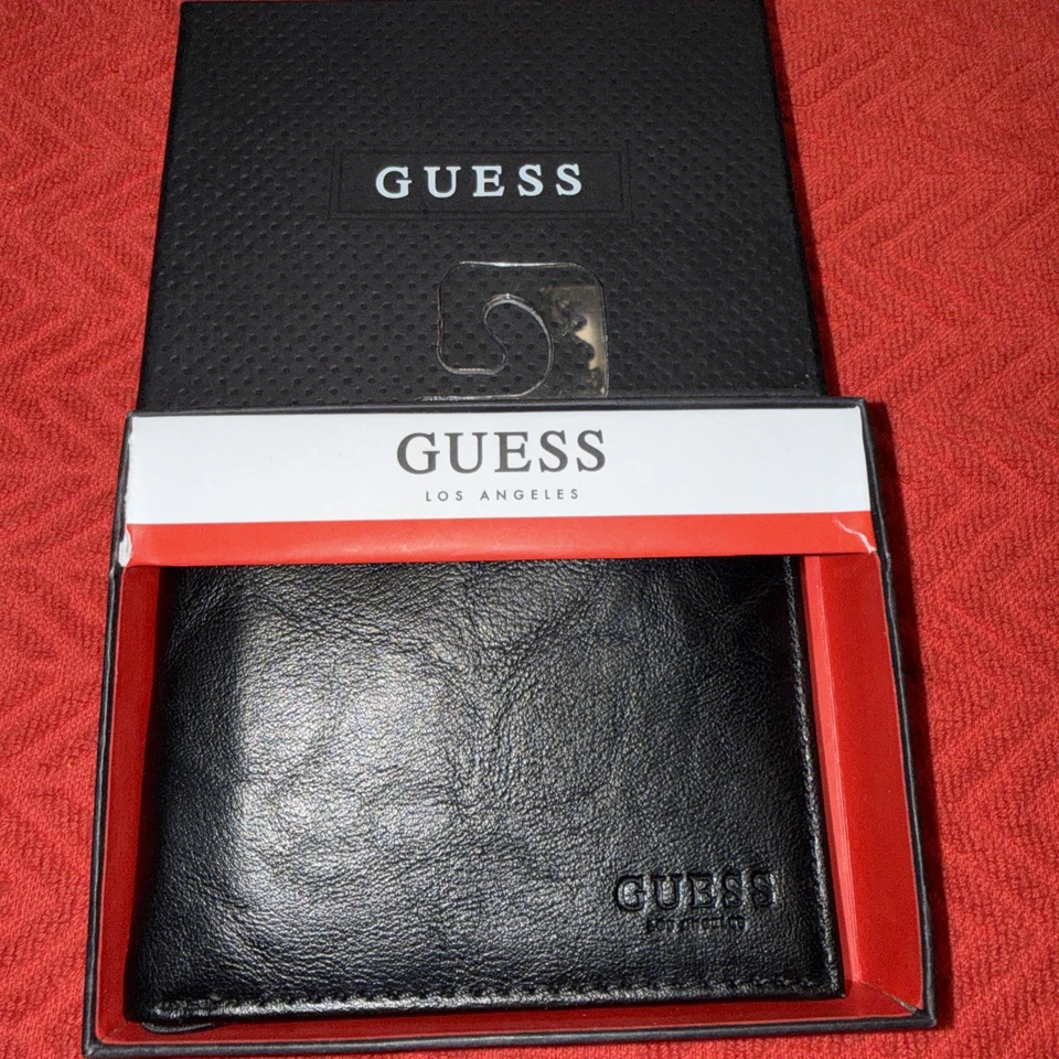 Carteira GUESS Los Angeles PGUX 000099 masculina genuína couro preto BILLFOLD valet - Imagem 1 de 4