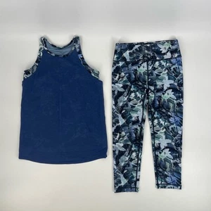 Athleta Girl Blue Floral Outfit - Picture 1 of 12