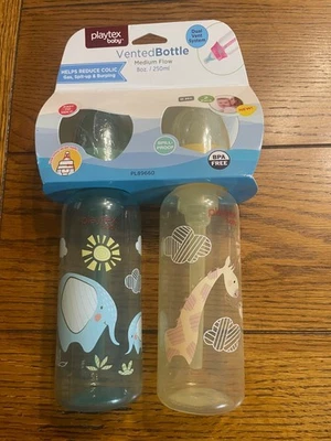 Biberones ventilados Playtex para bebé - flujo medio 8 oz. / 250 ml - Sistema de Doble Ventilación -Nuevo Foto 1 de 4