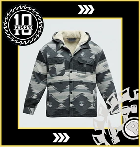 Fashion Nova Herren In Your Eyes Sherpa gefütterte Kapuzenjacke - grau Größe 2XLarge - Bild 1 von 7