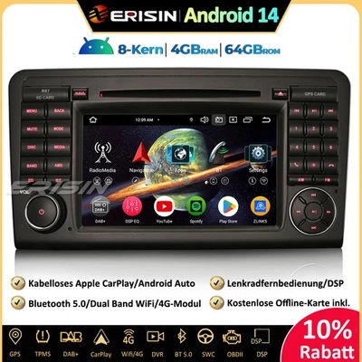 8-Kern DAB+Android 14 Autoradio Für Mercedes ML/GL Klasse W164 X164 CarPlay Navi - Bild 1 von 4