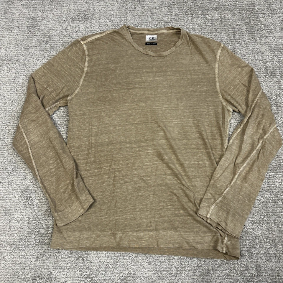 Camisa CP Company Para Hombre Mediana Ligera Lino Cuello Redondo Italia Tostada Foto 1 de 4