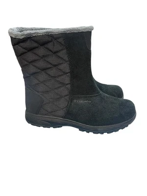 Columbia 女式 Ice Maiden 懒人冬季靴防水黑色/石墨 8.5 码 — 第 1/4 张图片