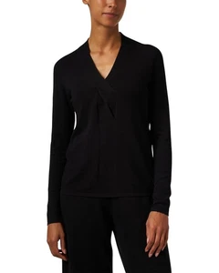 Elliott Lauren Black Long Sleeve Twist Front Sweater SZ L NWT $168 - Picture 1 of 6