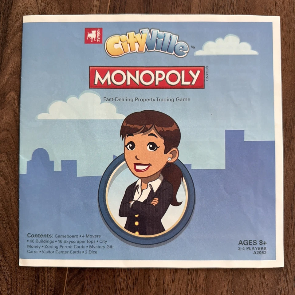 Monopoly Cityville Hasbro Juego de Mesa Manual de Instrucciones de Repuesto Foto 1 de 1