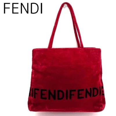 Bolso de Mano FENDI Buen Estado Logo Terciopelo Pila Rojo Foto 1 de 4
