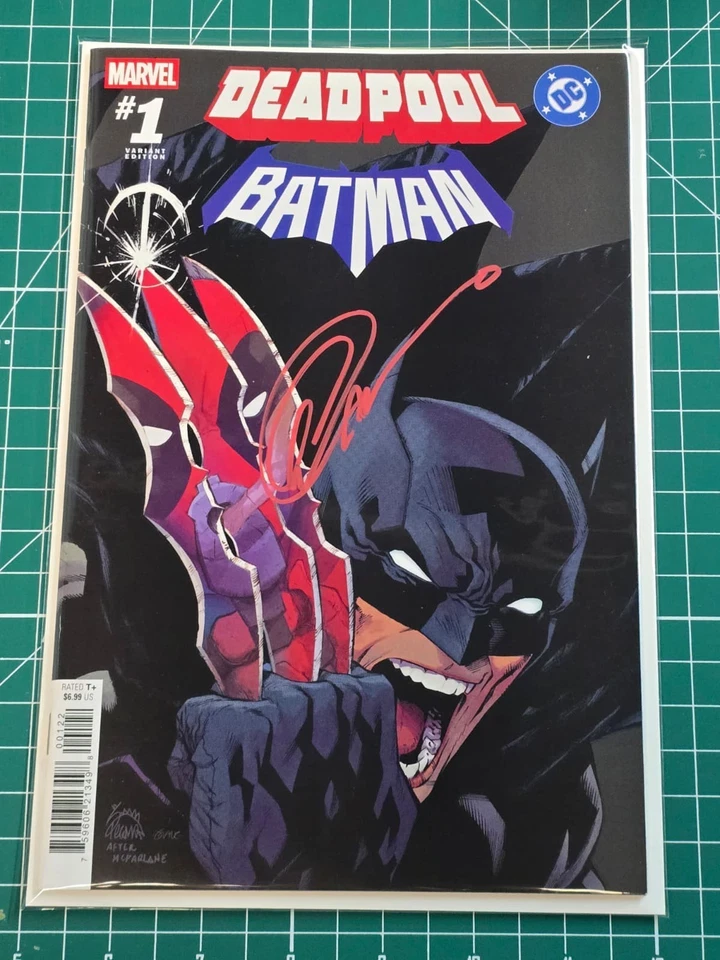 Deadpool Batman #1 Marvel Ryan Stegman variante Greg Capullo firmado NYCC CON CERTIFICADO DE AUTENTICIDAD CASI NUEVO Foto 1 de 1