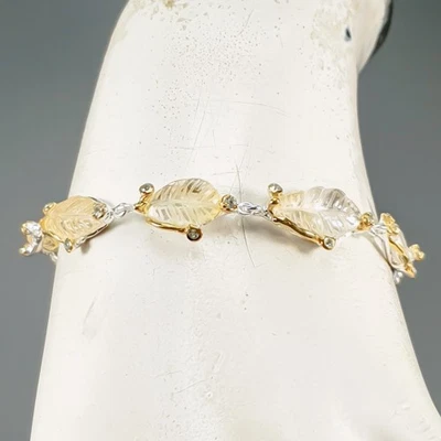 Браслет ручной работы 35 карат + натуральный цитрин серебро 925 пробы 7,5 дюйма/BR13824 - Изображение 1 из 4