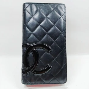 NO TARIFF Chanel Long Wallet  Black Leather 4741469 - Picture 1 of 10