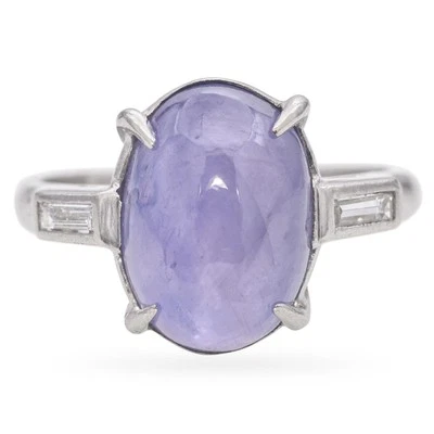 Anillo antiguo de platino sin estrella de calor zafiro llamativo Foto 1 de 4