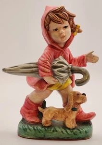 Vintage 1978 Hummel Style Replica Umbrella Girl Dog Figurine 8" - Picture 1 of 6