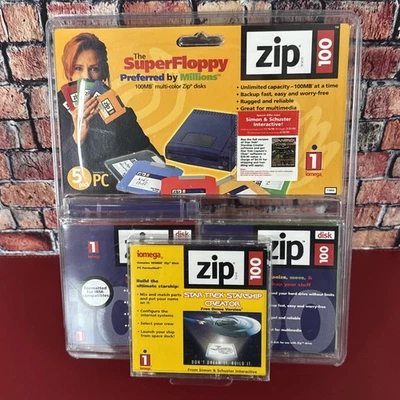 NOS 5 Pack of Iomega Zip 100 100MB Disks Formatted for IBM - Image 1 of 4