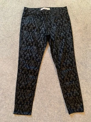 Next Jaquard Print Skinny Jeans Mid Rise Black UK 14 - Image 1 of 4