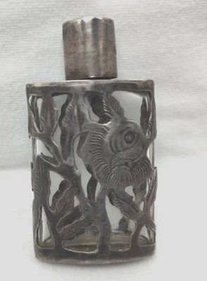 Antigua miniatura de plata esterlina y vidrio Taxco México hecha a mano Foto 1 de 4