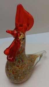 Vintage Murano Style Rooster Glass Figurine Original Medium Size Colorful - Picture 1 of 8