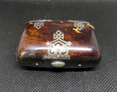 PORTE MONNAIE ANCIEN NAPOLEON III    Porte louis 19ème écaille Argent 6X4,5 soie - Photo 1/4