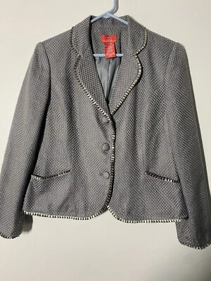 Blazer Oscar De La Renta para mujer gris tweed con volantes 12 Foto 1 de 4
