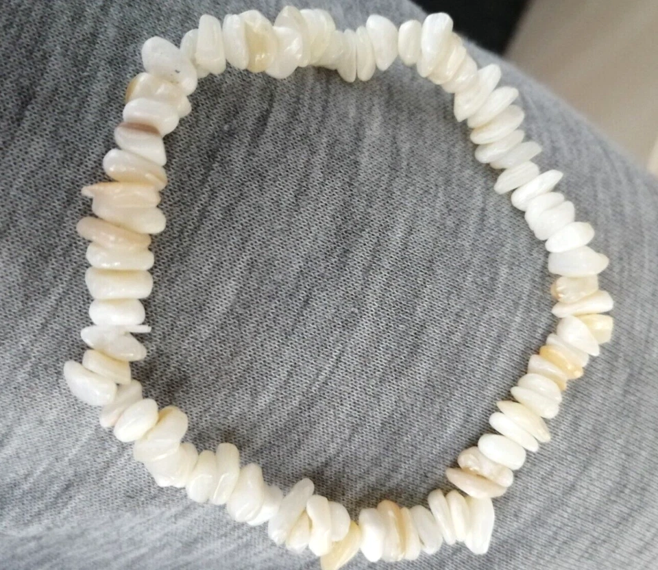 Bracelet baroque chips NACRE  beige blanc nacre ( ref 6 ) - Photo 1/1