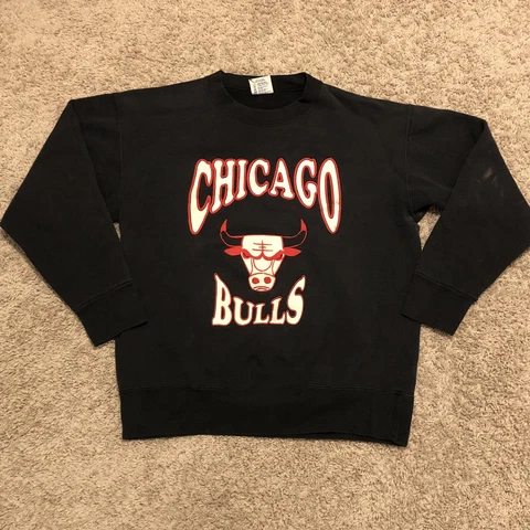VINTAGE Chicago Bulls Sweater Adult Large Black Pullover Sweatshirt Mens U5 Cover