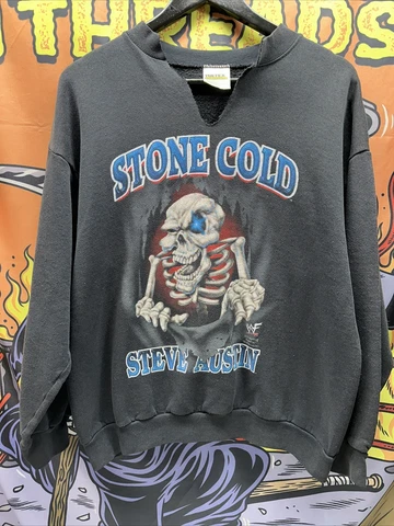 Vintage 90s Stone Cold Steve Austin Crew Neck sweat shirt Size Adult Large WWF Cover