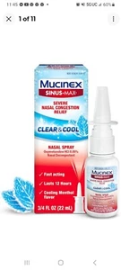Mucinex Sinus-Max Nasal Spray Decongestant Clear And Cool 12 Hour Expires 07/25 - Picture 1 of 2