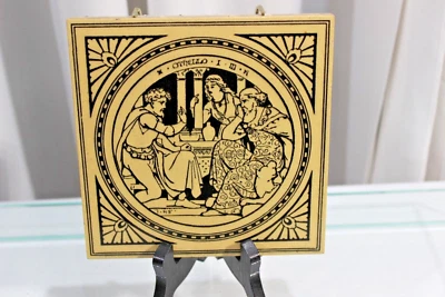 Mintons Shakespeare tile, c1874, designed by John Moyr Smith, Othello Act I - Image 1 of 2