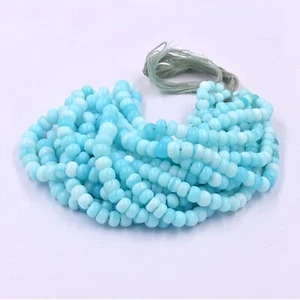 Blue Opal Round Smooth Beads, Natural Opal Gemstone Plain Beads, Blue Crystal - Picture 1 of 2