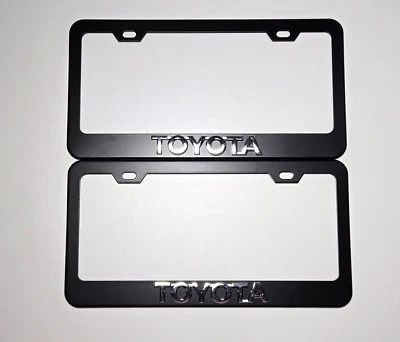 2 pcs Black License Plate Frame for 3D silver - Toyota- Logo - Image 1 of 3