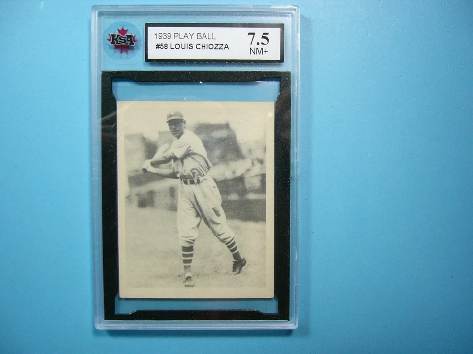 1939 PLAY BALL GUM MLB BASEBALL CARD #58 LOUIS LOU CHIOZZA ROOKIE KSA 7.5 NM+ GL - Image 1 of 2