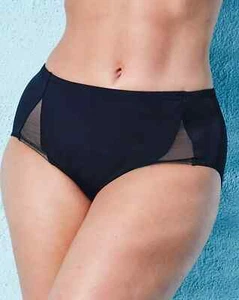 Elomi Swim Imagine Bikini Bottoms Briefs Plus Size UK 20 Mesh Panels Black - Picture 1 of 4