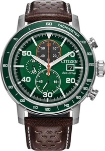 Orologio da uomo Citizen CA0851-05X Eco-Dive Brycen Cronografo Marrone Cinturino in Pelle - Foto 1 di 5